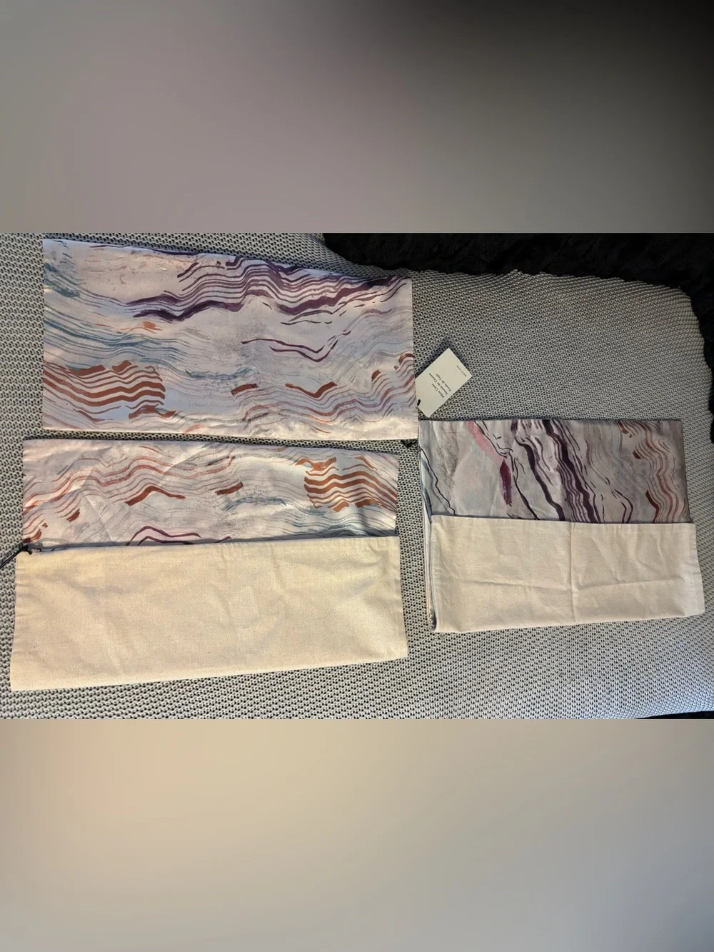 West Elm Tag on Neutral Beige with Subtle Marble Accents Pillow Cover Bundle